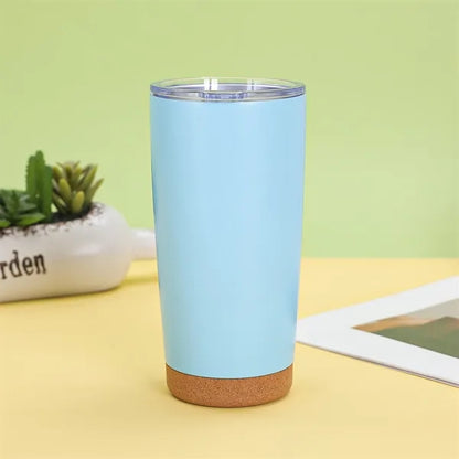 20oz Stainless Steel Tumbler With Cork Bottom Sliding Lid
