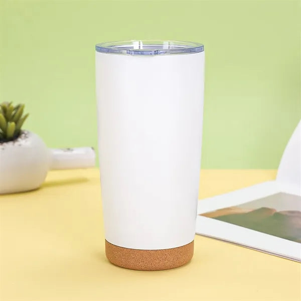 20oz Stainless Steel Tumbler With Cork Bottom Sliding Lid