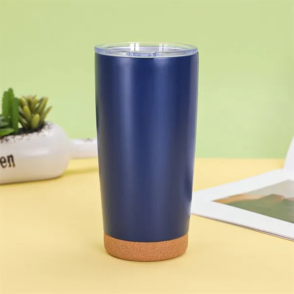 20oz Stainless Steel Tumbler With Cork Bottom Sliding Lid