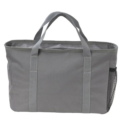 Solid Color Insulated Lunch Bag with Zipper Pockets