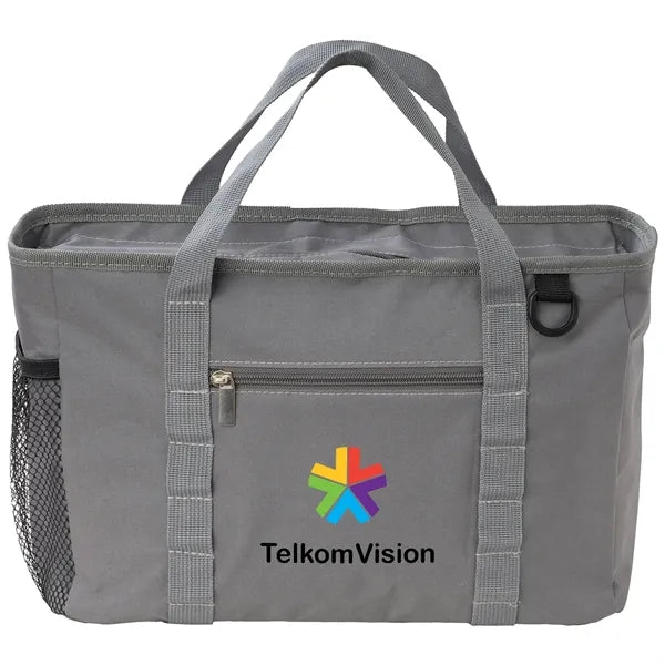 Solid Color Insulated Lunch Bag with Zipper Pockets