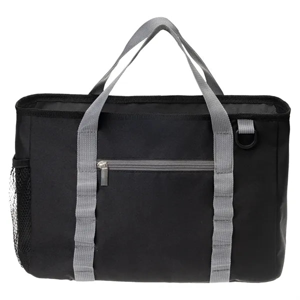Solid Color Insulated Lunch Bag with Zipper Pockets