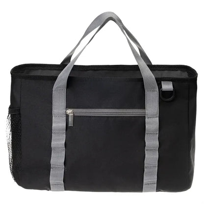 Solid Color Insulated Lunch Bag with Zipper Pockets