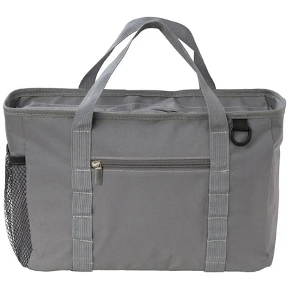 Solid Color Insulated Lunch Bag with Zipper Pockets