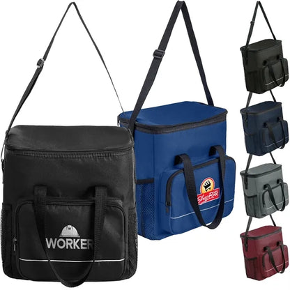 600D Insulated Lunch Bag with Mesh Pocket & Double Handles