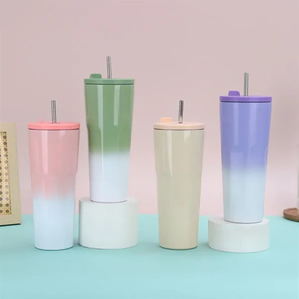 24oz Gradient Vacuum Tumbler with Straw