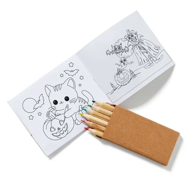 Halloween Kid's Coloring Book & 6-Color Pencil Set