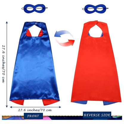 Double Layers Kid Superhero Cape with Eye Mask