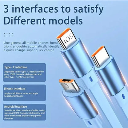 Multi 3-in-1 Retractable 100W Fast Charging Cable