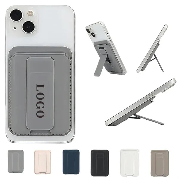 2 In 1 Slim Magnetic Leather Card Holder & Phone Stand