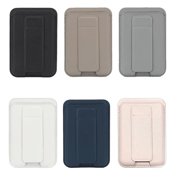 2 In 1 Slim Magnetic Leather Card Holder & Phone Stand