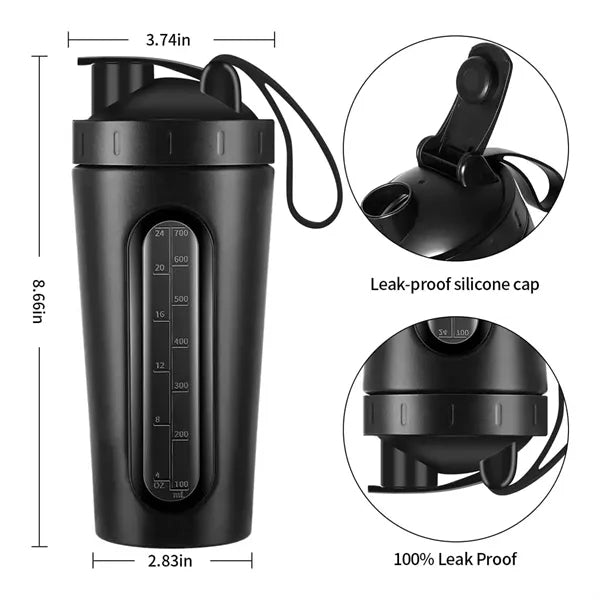 28oz Insulated Protein Shaker Bottle with Visible Window
