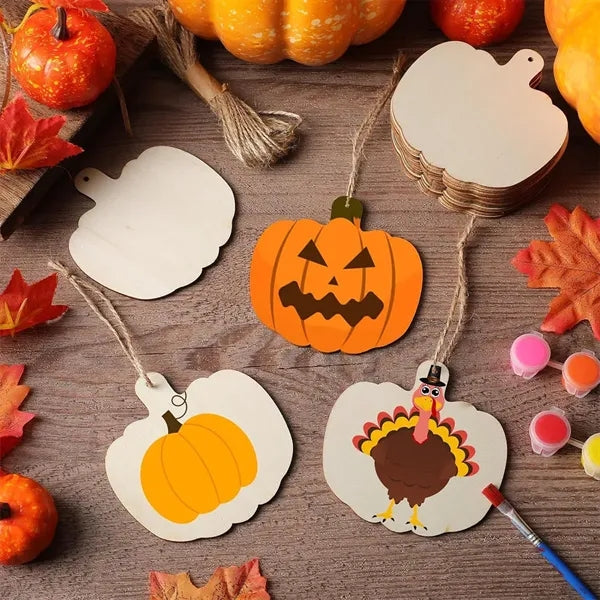 Halloween Wooden Pumpkin Cutouts Blank Hanging Ornaments