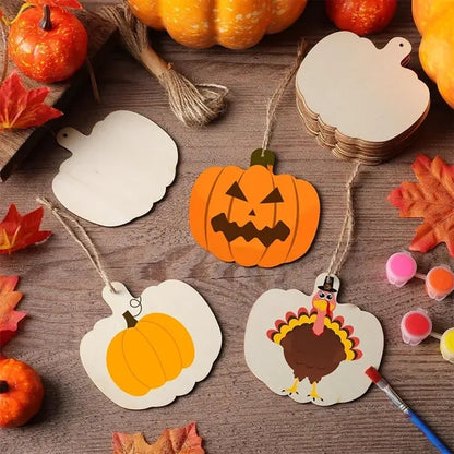 Halloween Wooden Pumpkin Cutouts Blank Hanging Ornaments