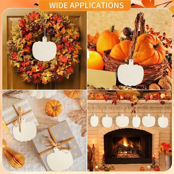 Halloween Wooden Pumpkin Cutouts Blank Hanging Ornaments