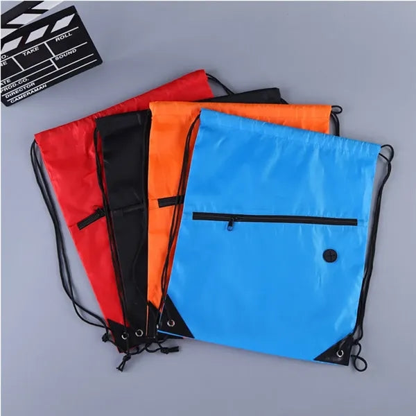 Lightweight Drawstring Backpack with Zipper Pocket