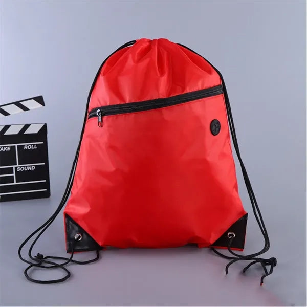 Lightweight Drawstring Backpack with Zipper Pocket