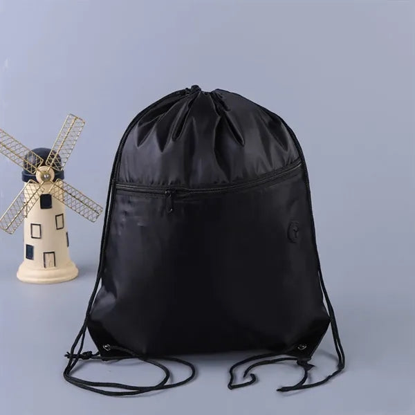 Lightweight Drawstring Backpack with Zipper Pocket