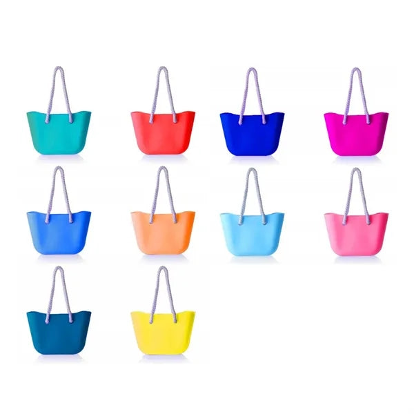 Custom Waterproof Silicone Beach Tote Bag with Rope Handles