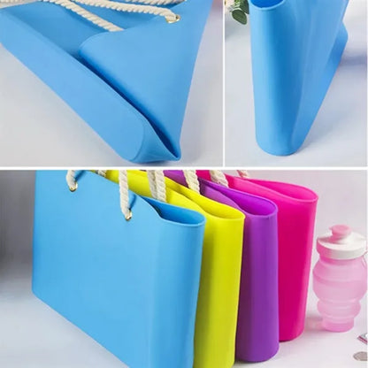 Custom Waterproof Silicone Beach Tote Bag with Rope Handles