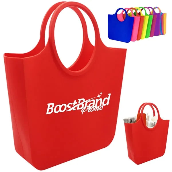 Custom Silicone Beach Grocery Tote Bag with Round Handles