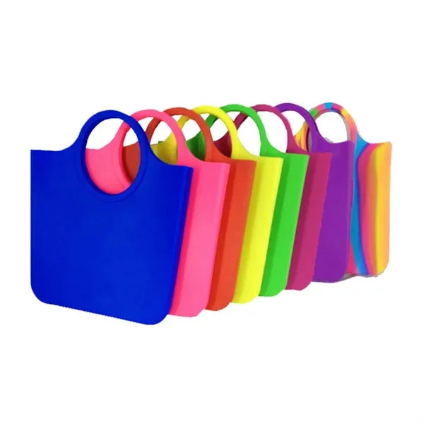 Custom Silicone Beach Grocery Tote Bag with Round Handles