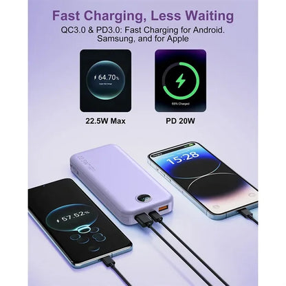 12000mAh Power Bank with Built in Cables&AC Wall Plug