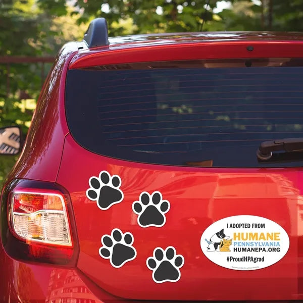2 in 1 Oval Car Magnet with 4 Paw Prints