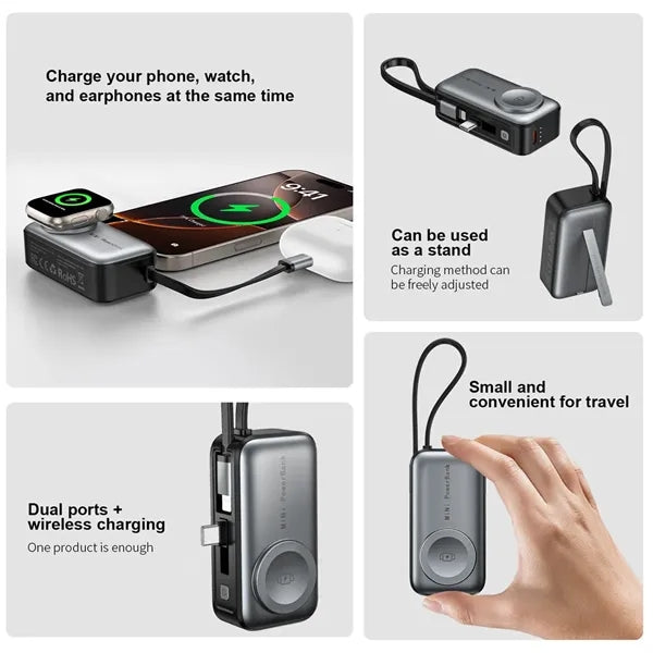 5000mAh Wireless Mini Power Bank With Watch Charger Cable