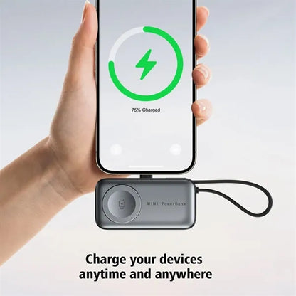 5000mAh Wireless Mini Power Bank With Watch Charger Cable