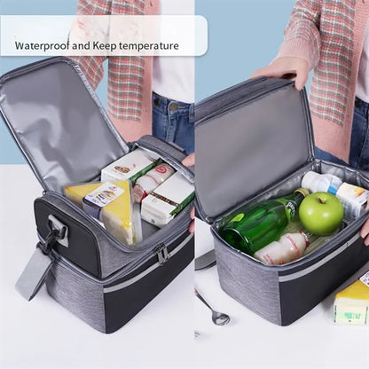 Double Layer Leakproof Insulated Refrigerated Box Tote Bag
