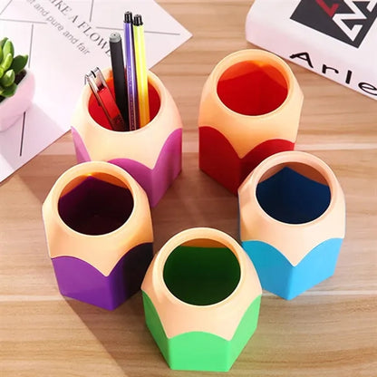 Pencil-Shaped Stationery Storage Pen Holder Tube Desktop
