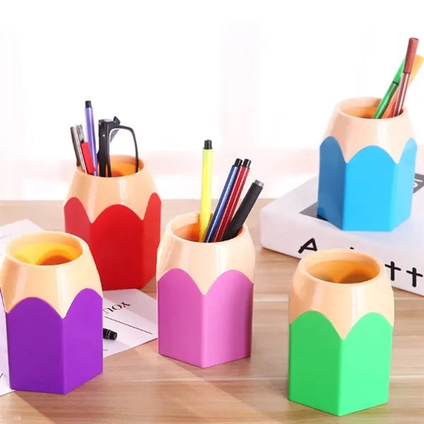 Pencil-Shaped Stationery Storage Pen Holder Tube Desktop