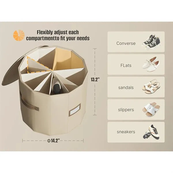 Cylindrical Shoe Storage Organizer with Removable Dividers