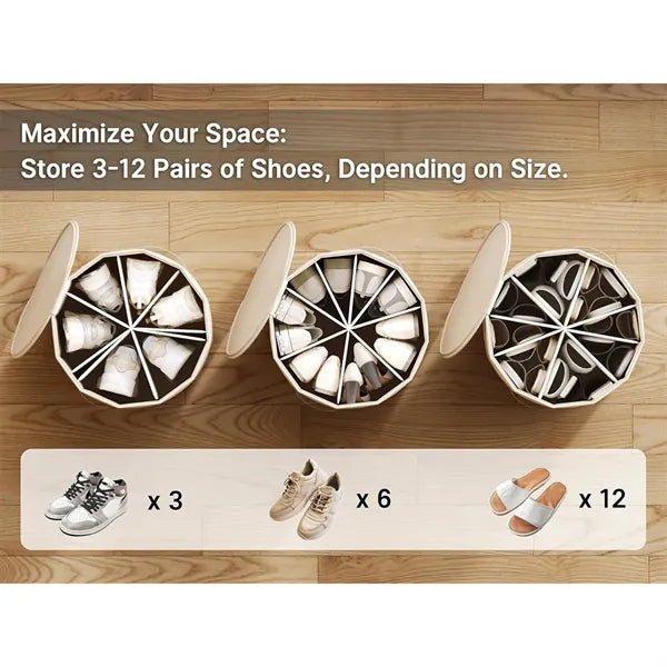 Cylindrical Shoe Storage Organizer with Removable Dividers