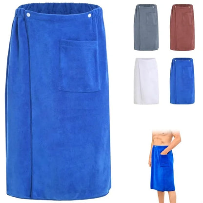 Wearable Men's Bath Towel with Pocket