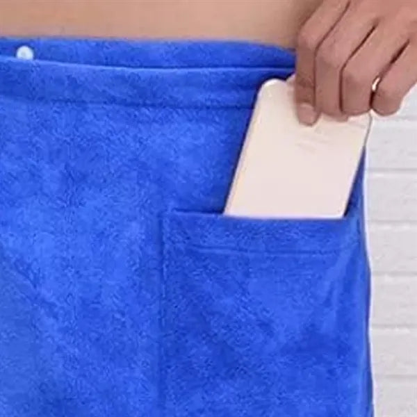 Wearable Men's Bath Towel with Pocket