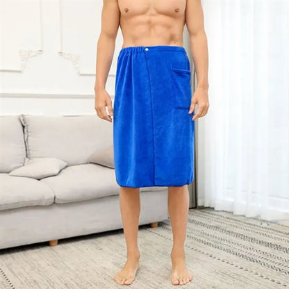 Wearable Men's Bath Towel with Pocket