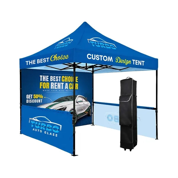 10'X10' Steel Frame Tent w/ Full Back Wall+2 Half Side Walls