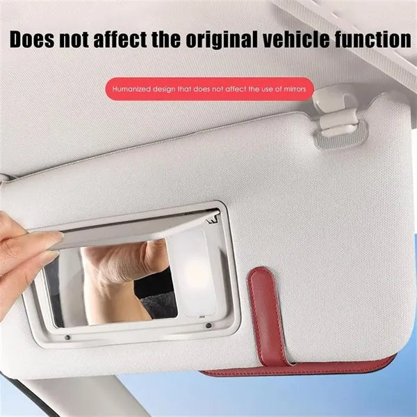Magnetic Leather Sun Visor Eyeglasses Storage Case