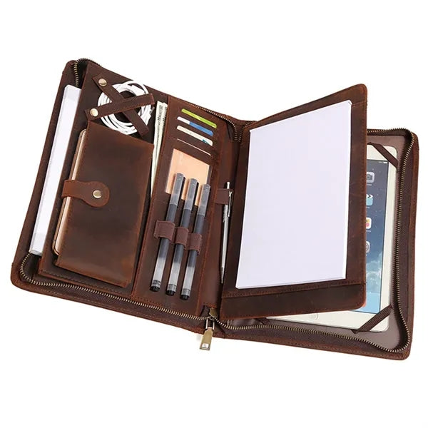 A4 Genuine Leather Folder Organizer