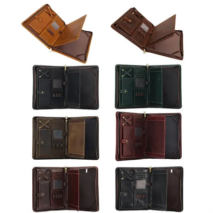 A4 Genuine Leather Folder Organizer