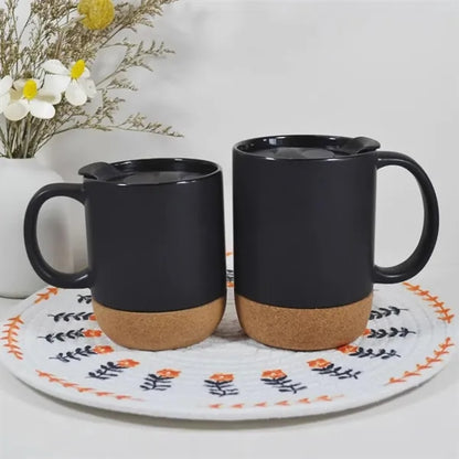12 OZ Cork-Bottomed Ceramic Cups For Halloween Christmas