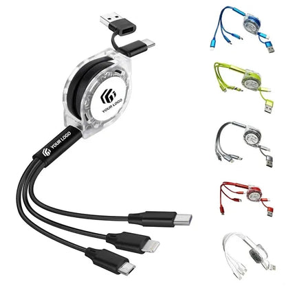 Multi USB charger cable retractable 5 in 1 charging cord