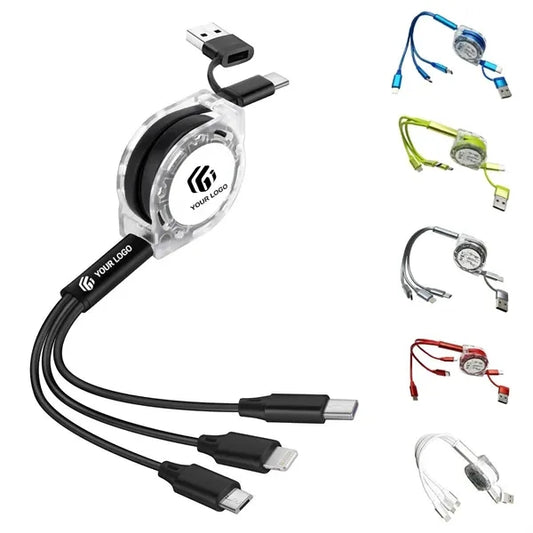 Multi USB charger cable retractable 5 in 1 charging cord