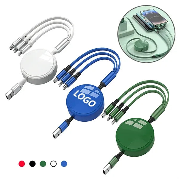 3-in-1 Retractable Charging Cable with Logo