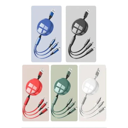 3-in-1 Retractable Charging Cable with Logo