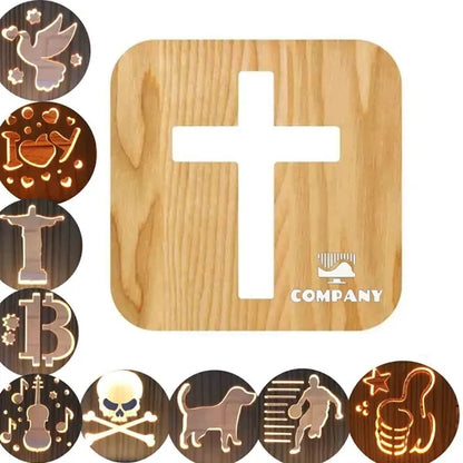 3D Jesus Cross Wooden Lamp