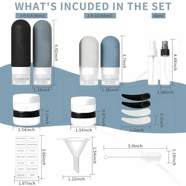 17 Pack Travel Bottles For Toiletries Silicone Containers