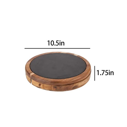4-Piece Normandy Swivel Base Wood Cheese Wine Board Set